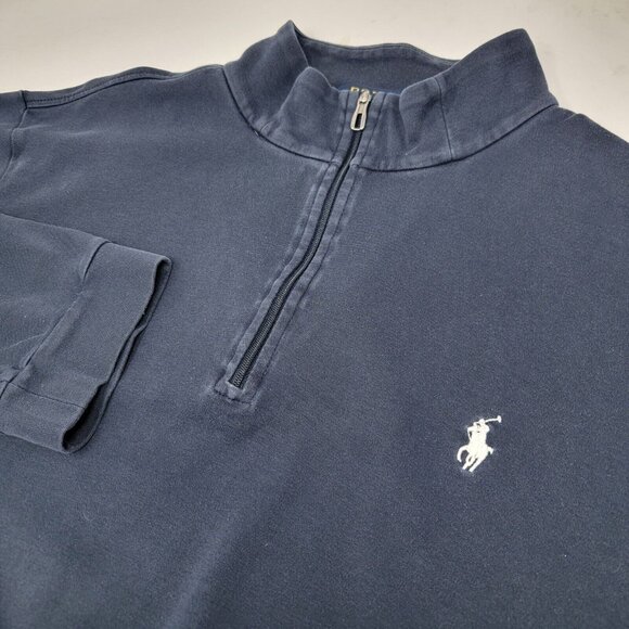 Polo Ralph Lauren XL Navy Blue Quarter Zip Pullover Sweater Men's Lightweight - Picture 3 of 5